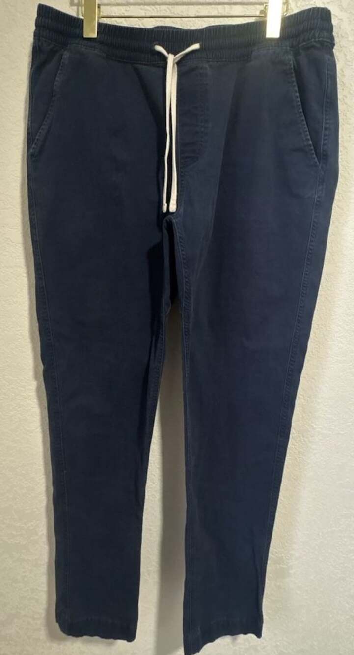 Lands' End Drawstring Chino Pants Size L Navy Blue Cotton Casual